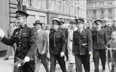 Danish police and one British policeman imprisoned in the Buchenwald concentration camp